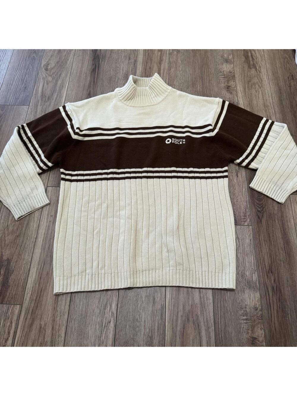Vtg Southpole Striped Mock Neck Sweater Mens XXL Y2K